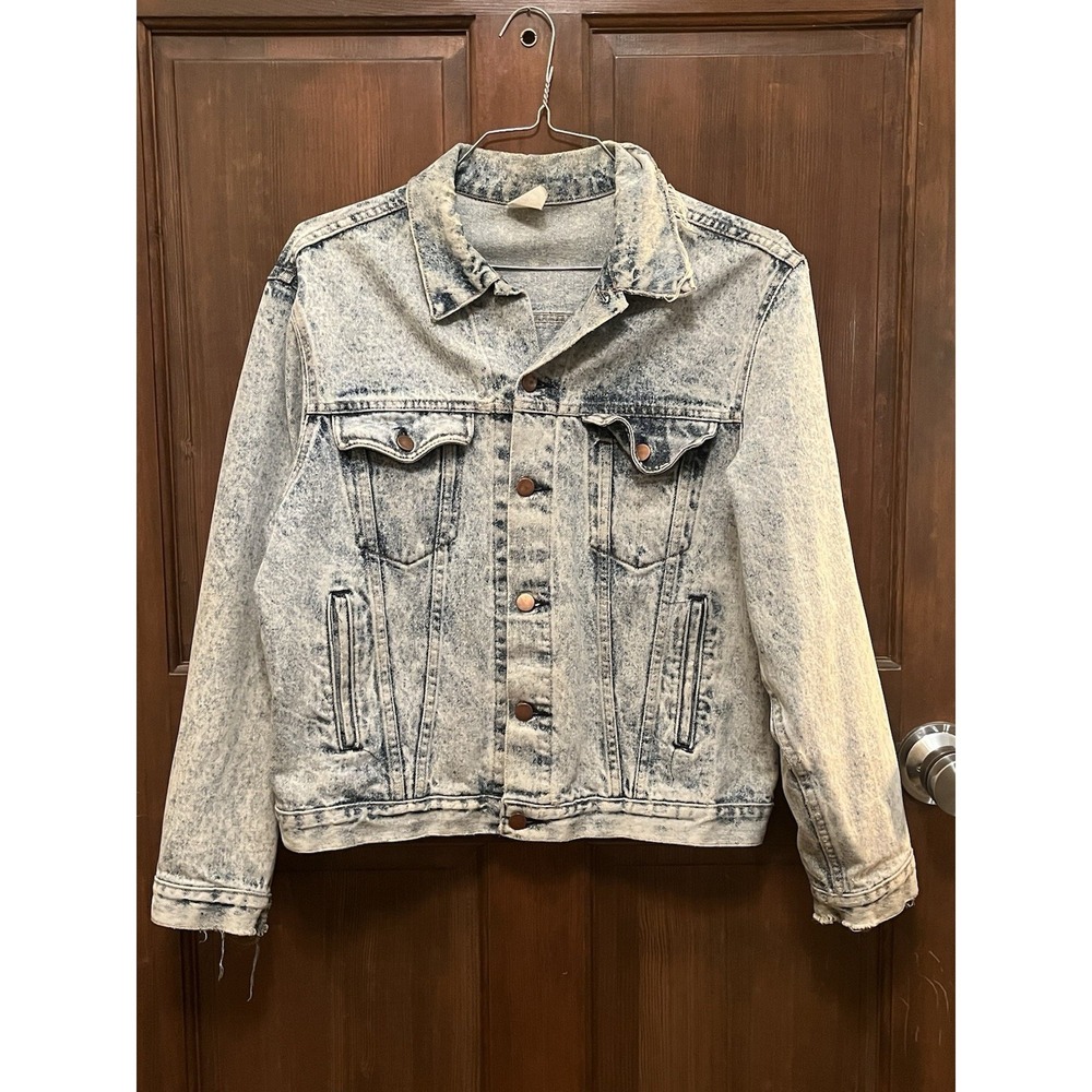 Vtg 1980s Gitano Denim Jacket Acid Wash Blue Trucker 4-Pocket Grunge Style M/L‎